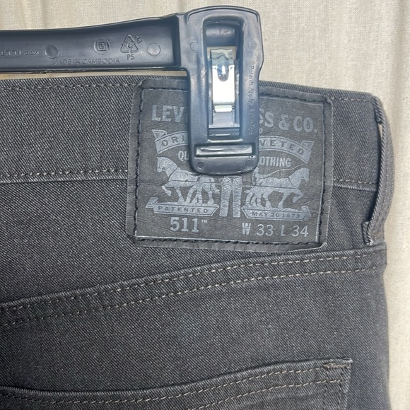 LIKE NEW! MENS DARK GRAY LEVI’S 511 W33xL34 SLIM FIT - Picture 7 of 9